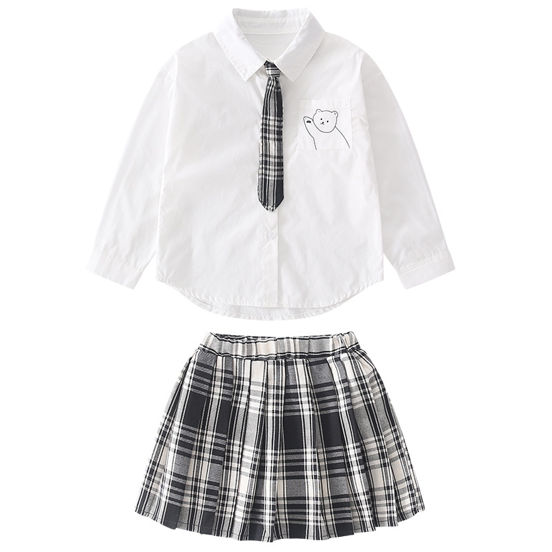 入学 式 子供 服装 セットアップ カジュアル 折り襟 長袖 チェック柄 軽さ