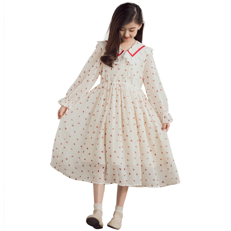 韓流スタイル スウィート プリンセス風 ドット柄 チュール ワンピース 子供服 Kids Wear