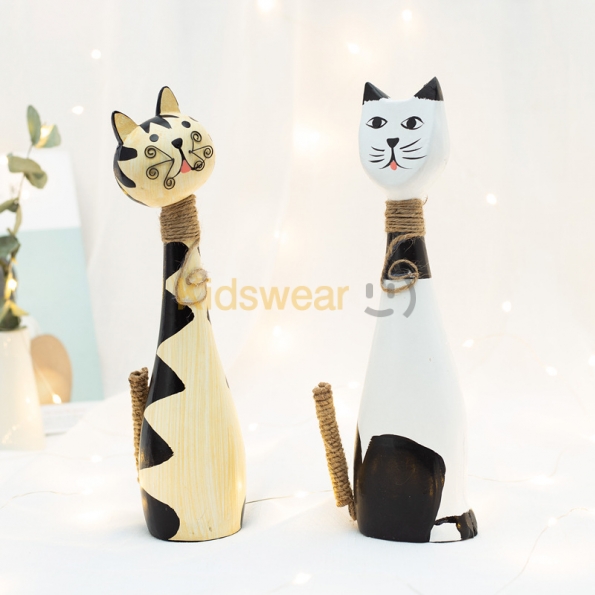 子供用品 部屋の飾り 木製の創造的なカップルの猫セット 可愛い