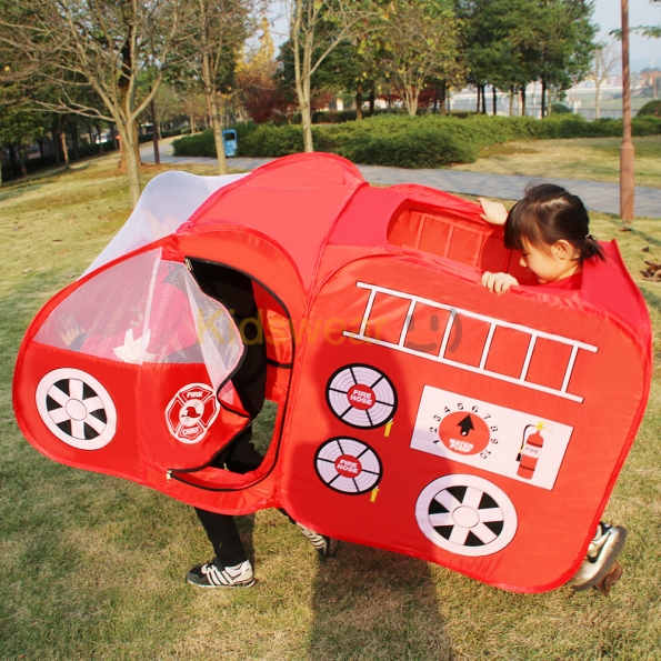子供 用 テント ハウス デザイン感 軽さ 消防車 プリント テント