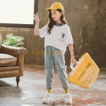 韓国 子供 服 トップス 女の子 コットン ラウンドネック 半袖