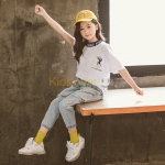 韓国 子供 服 トップス 女の子 コットン ラウンドネック 半袖