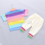 半袖 シャツ パンツ セット カジュアル 虹 ストライプ 男の子 子供服